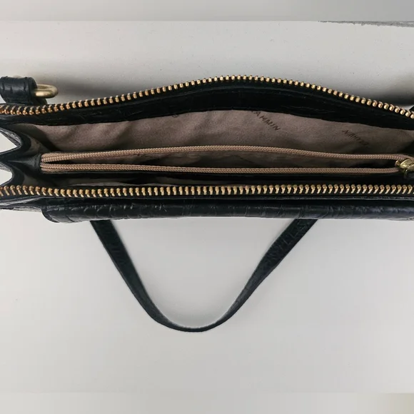 Brahmin Rory Black Crocodile Embossed Leather Clutch - Picture 3 of 6
